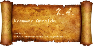Kremmer Arnolda névjegykártya